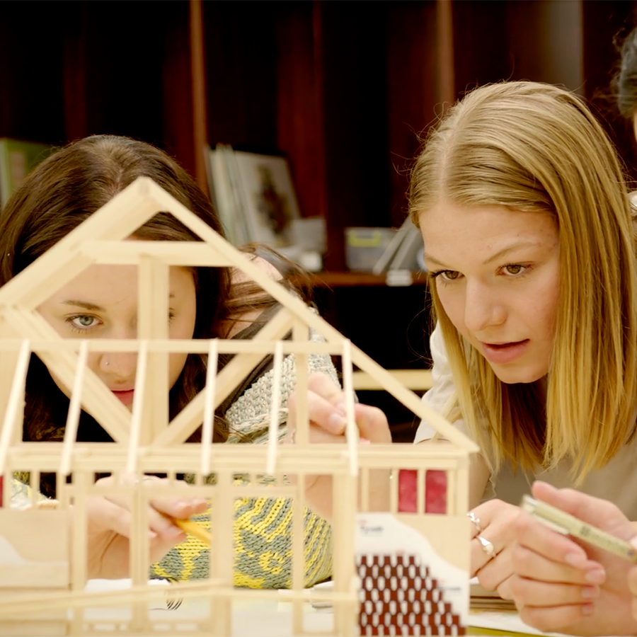 Baylor Interior Design Students with House Model